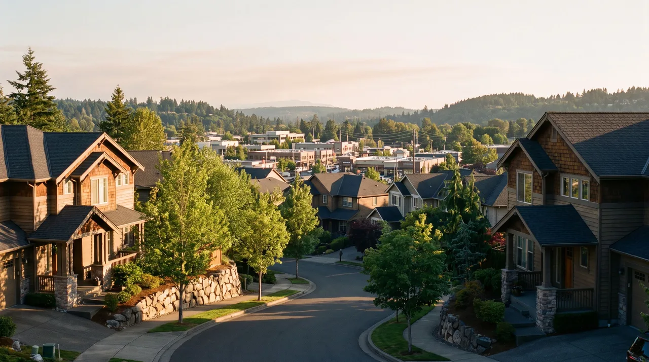 Illustrative cityscape inspired by Bothell, WA