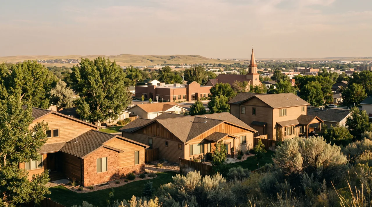 Illustrative cityscape inspired by Cheyenne, WY