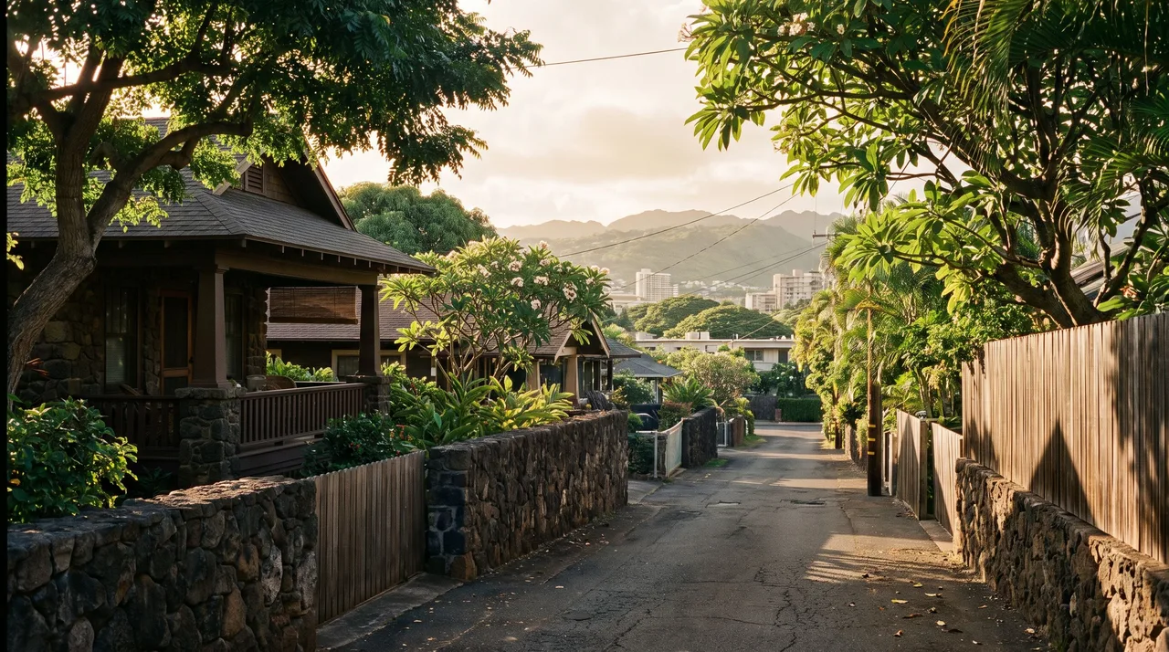 Illustrative cityscape inspired by Honolulu, HI