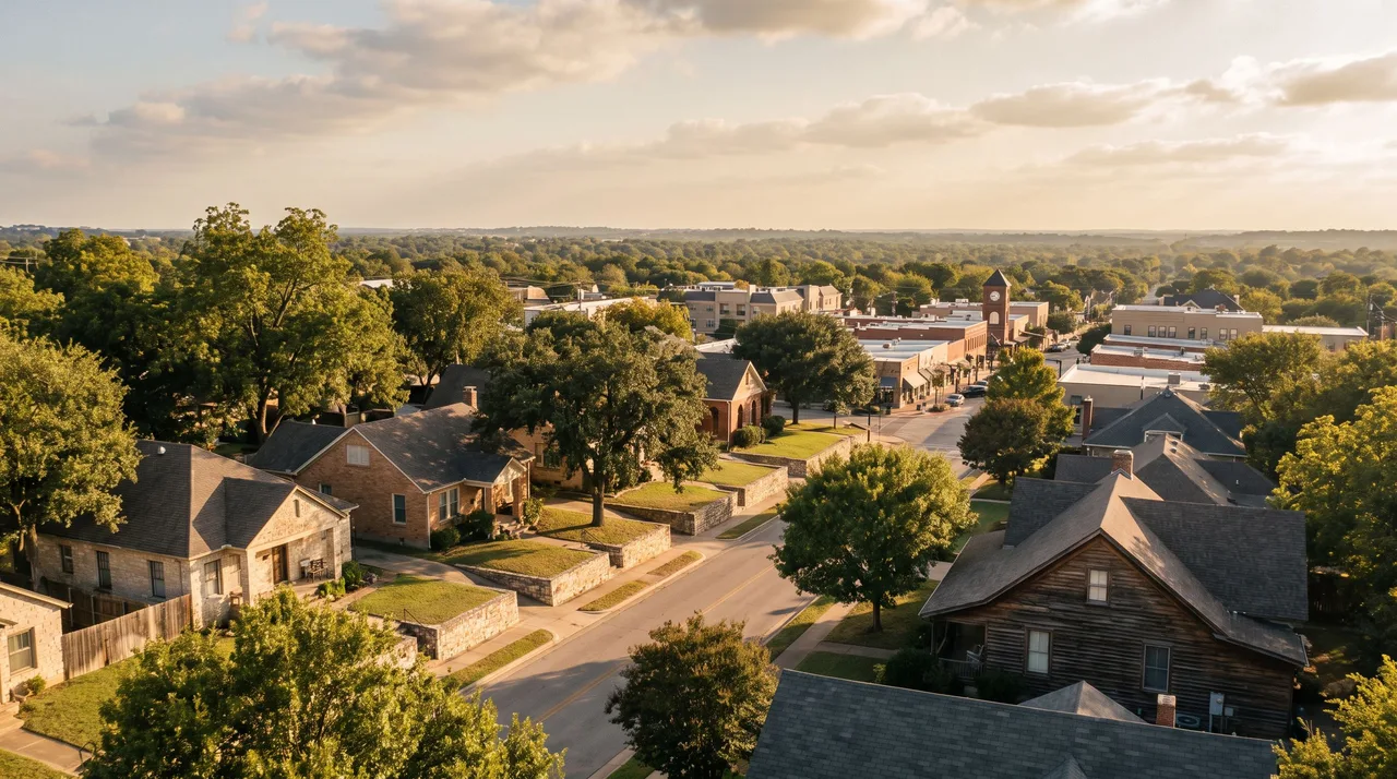 Illustrative cityscape inspired by McKinney, TX