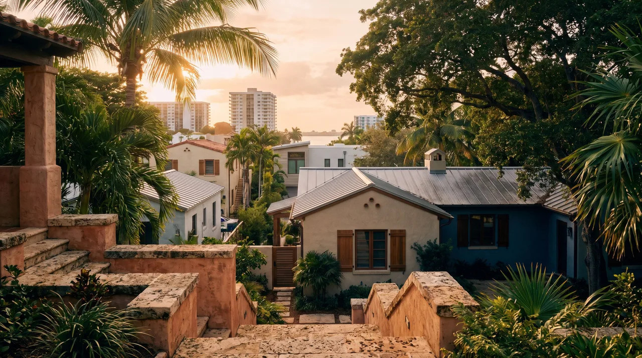 Illustrative cityscape inspired by Miami, FL