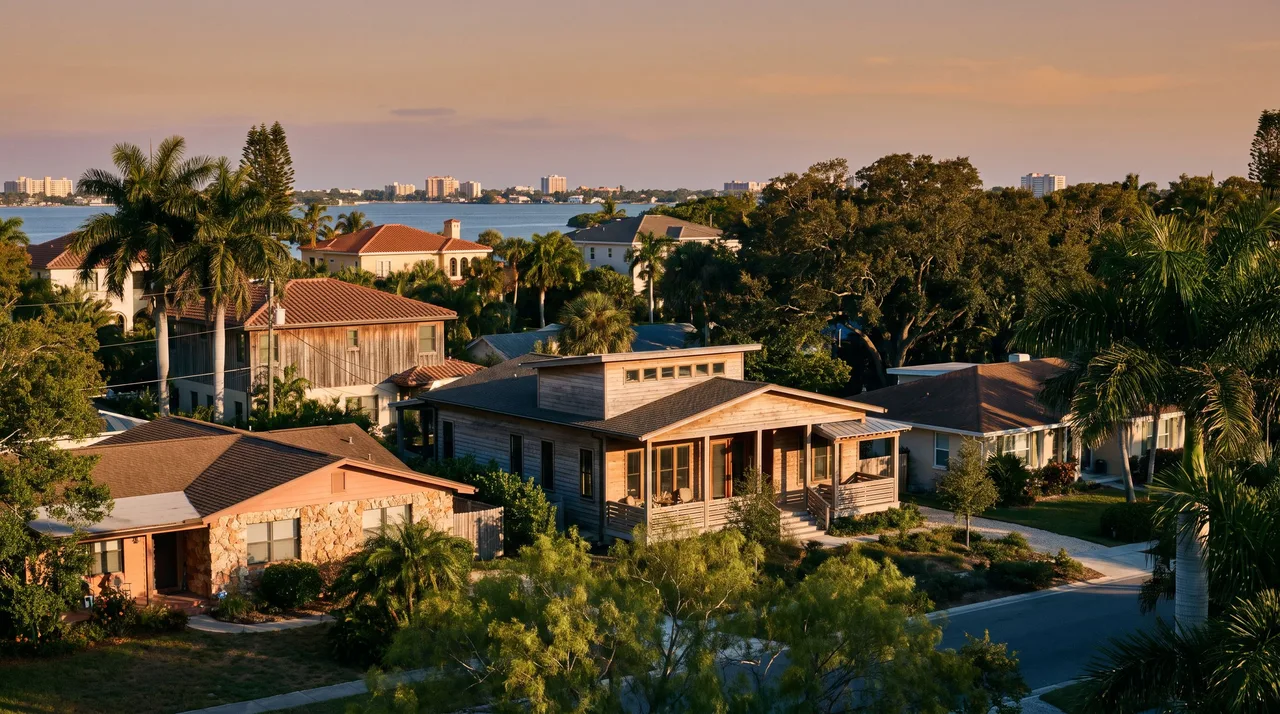 Illustrative cityscape inspired by Sarasota, FL